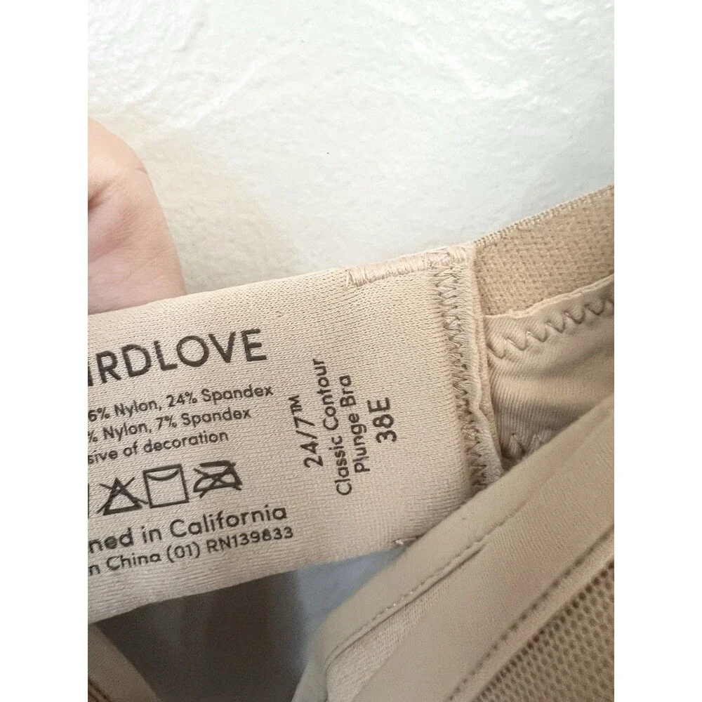 ThirdLove 24/7 Classic Uplift Plunge Bra Women 38E Taupe Mesh Underwire Nude